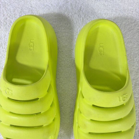 UGG Kids Sport Yeah Slides Size K2 Neon Lime Green Slip Ons - Picture 5 of 13